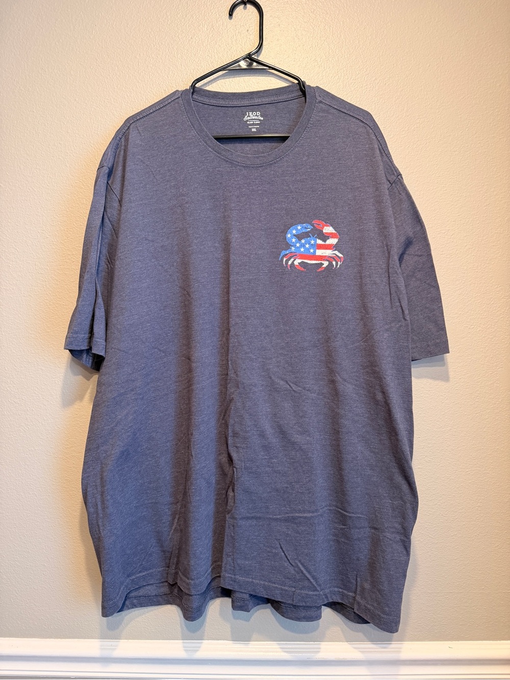 IZOD Saltwater American Flag Crab Graphic T-Shirt 3XL Blue Patriotic